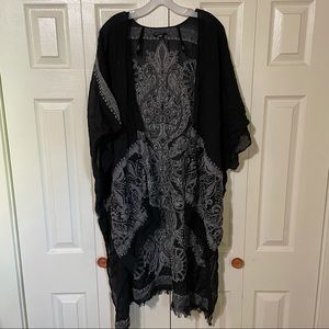Black and gray shawl wrap cover up